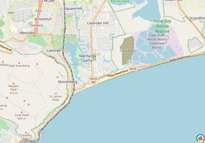 Map location of Muizenberg  